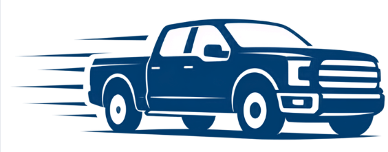 A rebuilt pickup speeding down the road